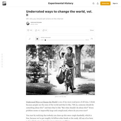 Underrated ways to change the world, vol. II