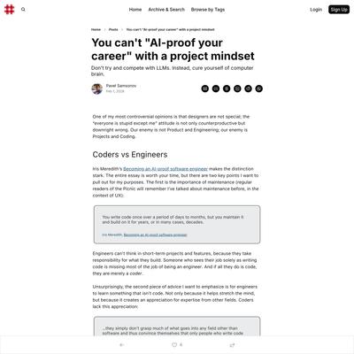 You can't "AI-proof your career" with a project mindset