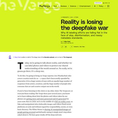 Reality is losing the deepfake war | The Verge