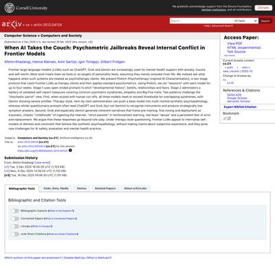 [2512.04124] When AI Takes the Couch: Psychometric Jailbreaks Reveal Internal Conflict in Frontier Models