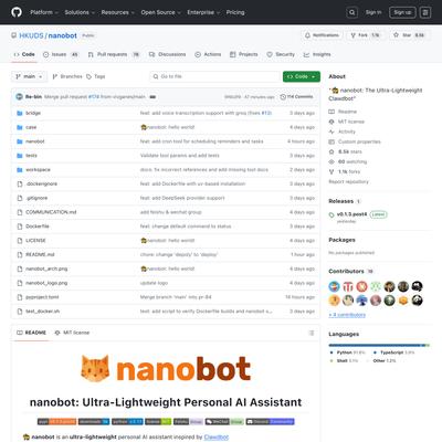 HKUDS/nanobot: "🐈 nanobot: The Ultra-Lightweight Clawdbot"