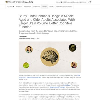 Study Finds Cannabis Usage in Middle Aged and Older Adults Associated With Larger Brain Volume, Better Cognitive Function
