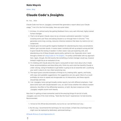 Claude Code's /insights | Nate Meyvis