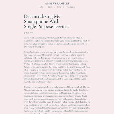 Decentralizing My Smartphone With Single Purpose Devices | Amber’s Rambles