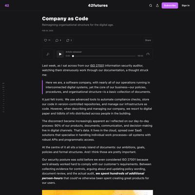 Company as Code - by Daniel Rothmann - 42futures