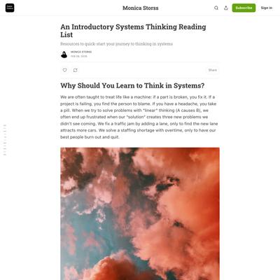An Introductory Systems Thinking Reading List