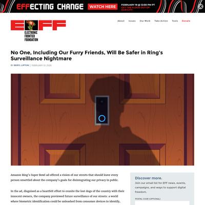 No One, Including Our Furry Friends, Will Be Safer in Ring's Surveillance Nightmare | Electronic Frontier Foundation