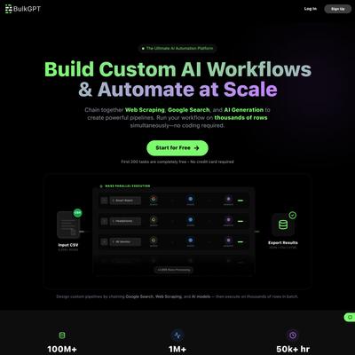 BulkGPT - No Code Bulk AI Workflow Automation and Data Scrape