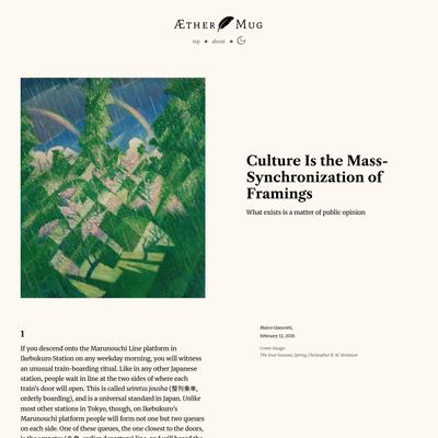 Culture Is the Mass-Synchronization of Framings - Aether Mug