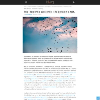 The Problem is Epistemic. The Solution is Not. | Blog of the APA