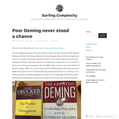 Poor Deming never stood a chance – Surfing Complexity
