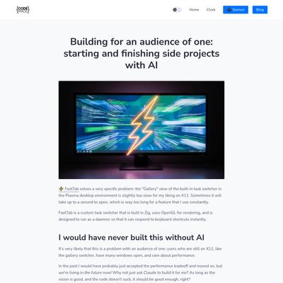 Building for an audience of one: starting and finishing side projects with AI - CodeMade