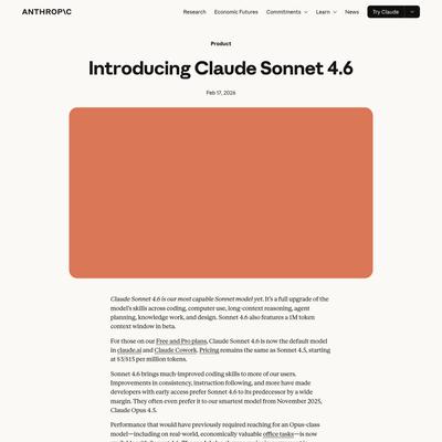 Introducing Sonnet 4.6 \ Anthropic