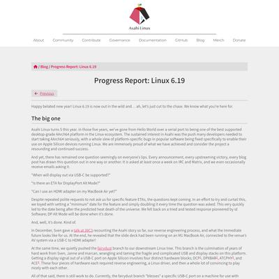 Progress Report: Linux 6.19 - Asahi Linux