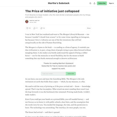 The Price of initiative just collapsed - by Martha Lane Fox