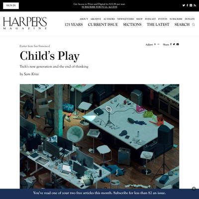 Child’s Play, by Sam Kriss