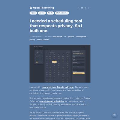 I needed a scheduling tool that respects privacy. So I built one.