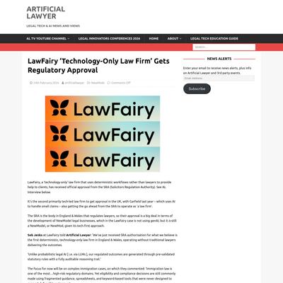 LawFairy ‘Technology-Only Law Firm’ Gets Regulatory Approval – Artificial Lawyer