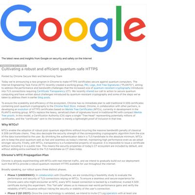 Google Online Security Blog: Cultivating a robust and efficient quantum-safe HTTPS