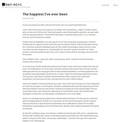 The happiest I’ve ever been - ben-mini