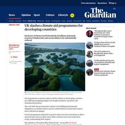 UK slashes climate aid programmes for developing countries | Climate crisis | The Guardian