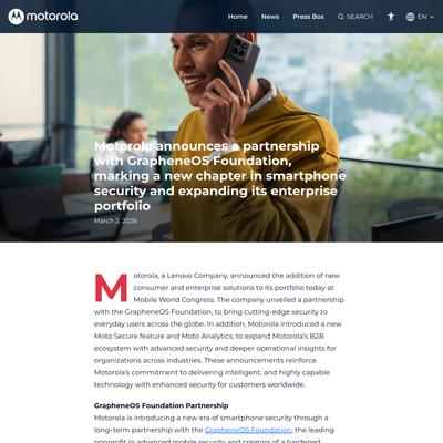 Motorola News | Motorola's new partnership with GrapheneOS