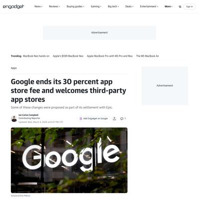 Google ends its 30 percent app store fee and welcomes third-party app stores