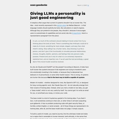 Giving LLMs a personality is just good engineering