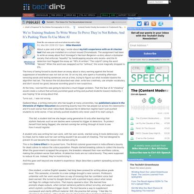 We’re Training Students To Write Worse To Prove They’re Not Robots, And It’s Pushing Them To Use More AI | Techdirt