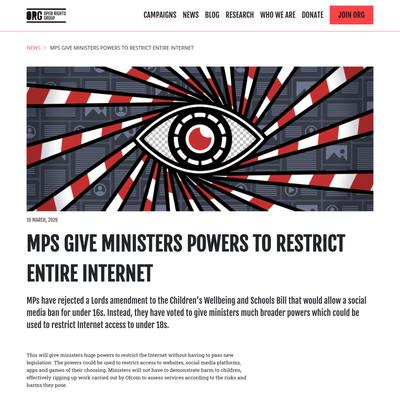 MPs give ministers powers to restrict entire Internet | Open Rights Group
