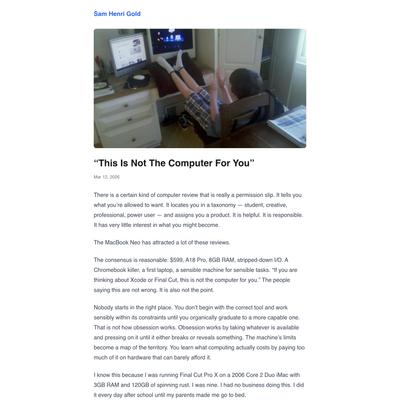 “This Is Not The Computer For You” · Sam Henri Gold