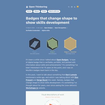 Badges that change shape to show skills development