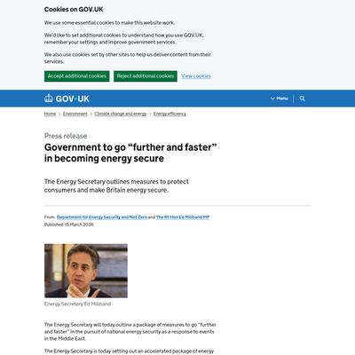 Government to go “further and faster” in becoming energy secure - GOV.UK