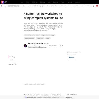 A game-making workshop to bring complex systems to life | THE Campus Learn, Share, Connect