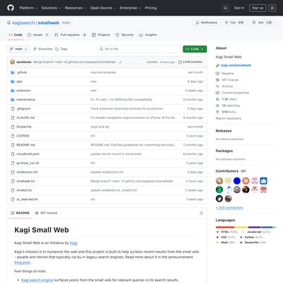 kagisearch/smallweb: Kagi Small Web