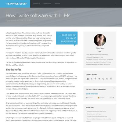 How I write software with LLMs - Stavros' Stuff