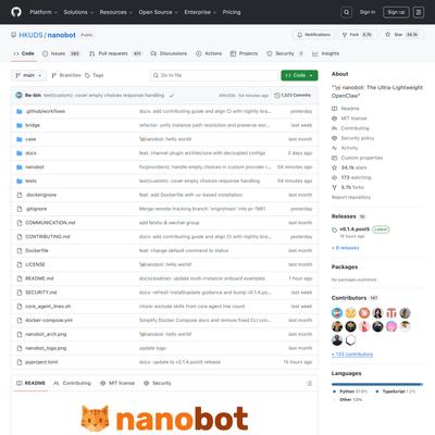GitHub - HKUDS/nanobot: ”🐈 nanobot: The Ultra-Lightweight OpenClaw”