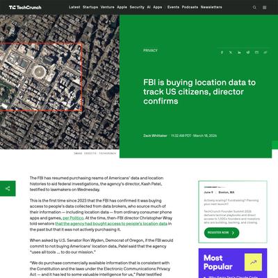 FBI is buying location data to track US citizens, director confirms | TechCrunch