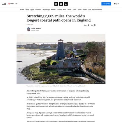World's longest coastal path opens in England to the public - BBC News