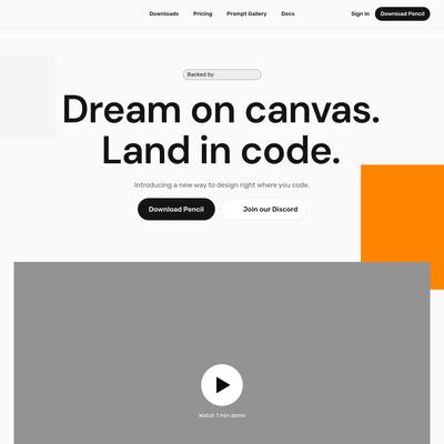 Pencil – Design on canvas. Land in code.