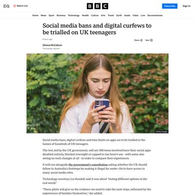 UK teenagers to trial social media bans and digital curfews - BBC News