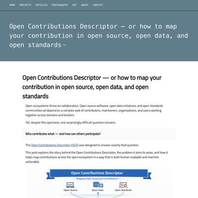 Open Contributions Descriptor — or how to map your contribution in open source, open data, and open standards