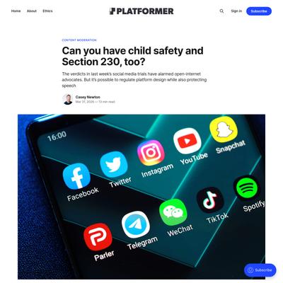 Can you have child safety and Section 230, too?