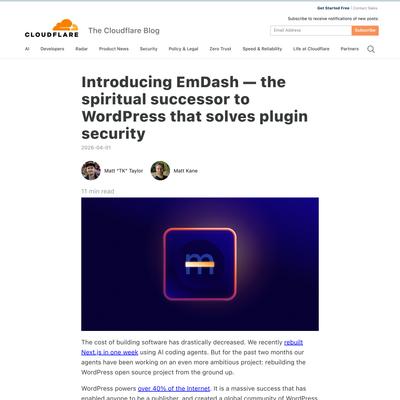 Introducing EmDash — the spiritual successor to WordPress that solves plugin security
