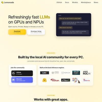 Lemonade: Local AI for Text, Images, and Speech