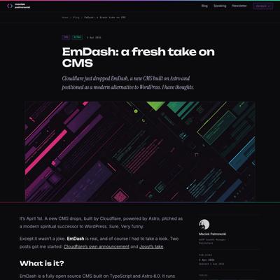 EmDash: a fresh take on CMS | Maciek Palmowski