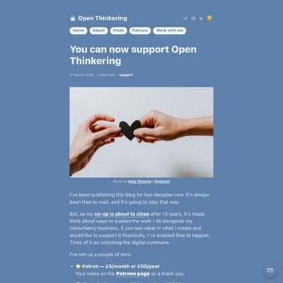 You can now support Open Thinkering