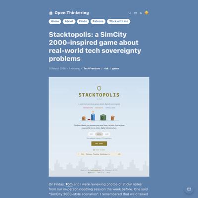 Stacktopolis: a SimCity 2000-inspired game about real-world tech sovereignty problems