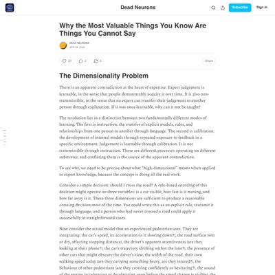 Why the Most Valuable Things You Know Are Things You Cannot Say