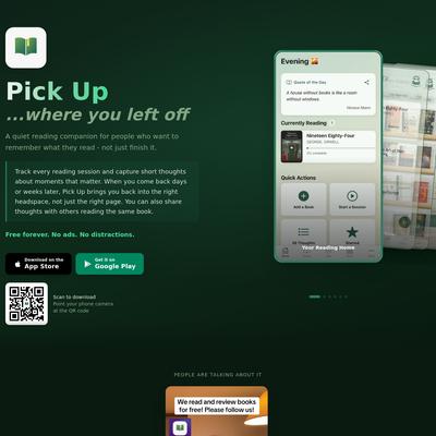 Pick Up - Reading Tracker App with Captured Thoughts | iOS & Android